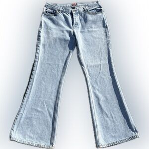 Tilt button fly vintage jeans flare flared 13 90s Y2K light wash glitter sparkle